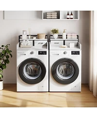 homfan Laundry Countertop, 54 Inch Wood Washer Dryer Topper with 2 Tier Shelf for Laundry Room