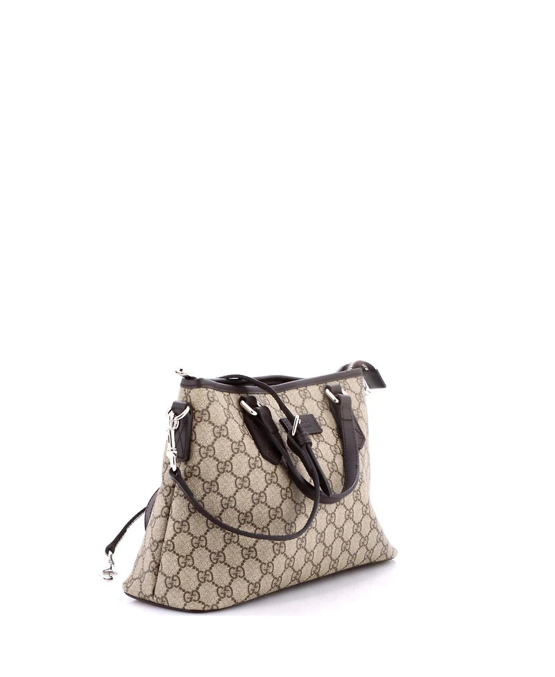 Pre-Owned Gucci Small Convertible Zip Tote Gg Coated Canvas with Leather