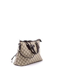 Pre-Owned Gucci Small Convertible Zip Tote Gg Coated Canvas with Leather