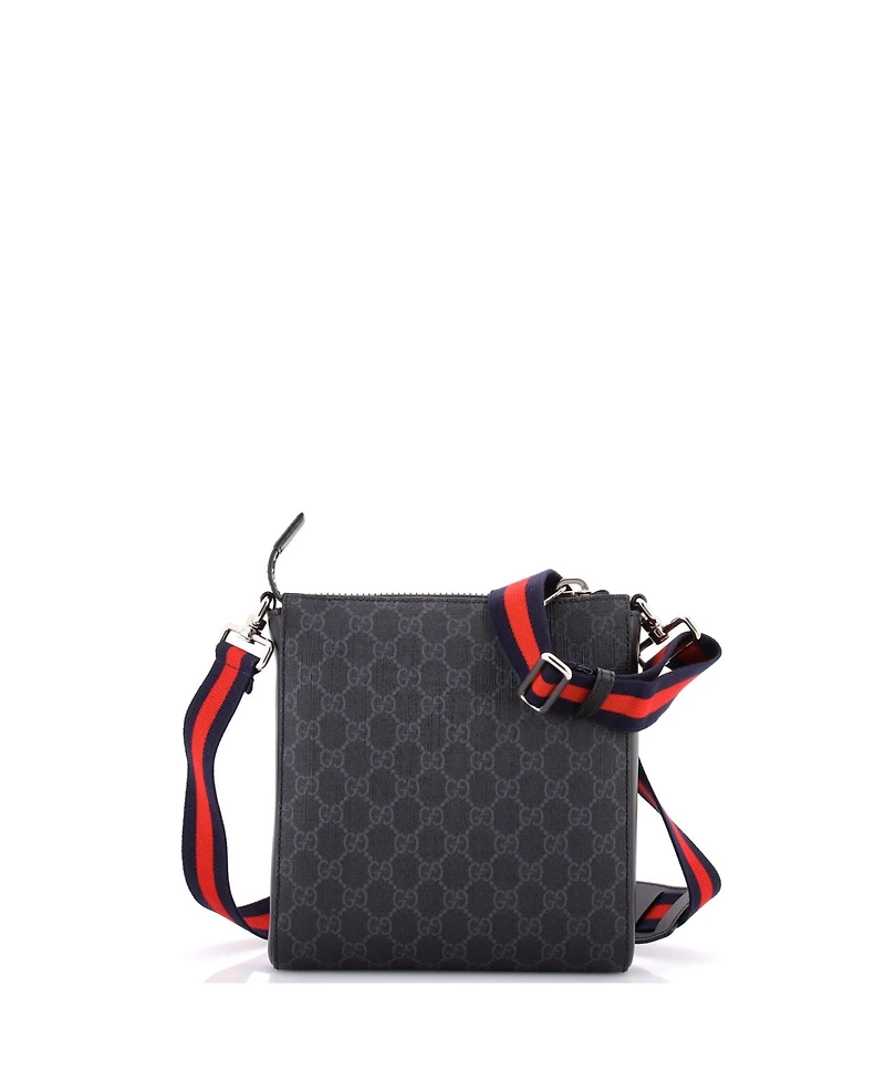 Pre-Owned Gucci Small Web Strap Front Zip Messenger Bag Gg Coated Canvas