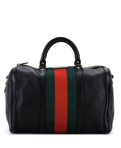 Pre-Owned Gucci Medium Vintage Web Boston Bag Leather