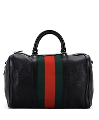 Pre-Owned Gucci Medium Vintage Web Boston Bag Leather