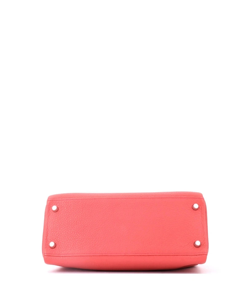 Pre-Owned HERMES Kelly 28 Handbag Pink Clemence with Palladium Hardware