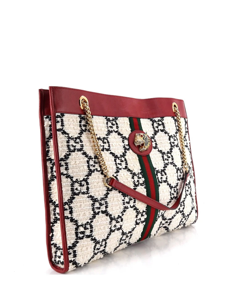Pre-Owned Gucci Large Rajah Chain Tote Gg Tweed