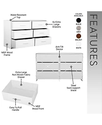 Rainsken Modern 6-Drawer Dresser with Large Fabric Drawers and Sturdy Wood Frame