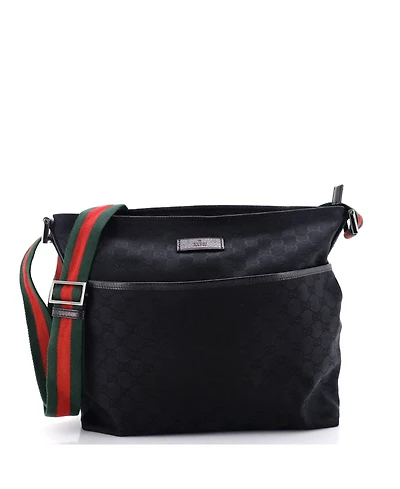 Pre-Owned Gucci Medium Front Pocket Web Messenger Gg Canvas