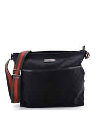 Pre-Owned Gucci Medium Front Pocket Web Messenger Gg Canvas