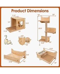 Cozito 6 Piece Cat Wall Furniture Set with Wall Mounted Shelves and Bowls