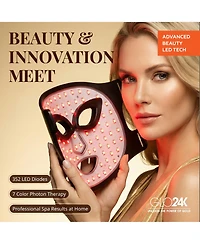 GLO24K 7 Color Led Photon Rejuvenation Mask and Collagen Eye Patches 10 Pairs, Light Therapy for Smoother, Brighter Skin
