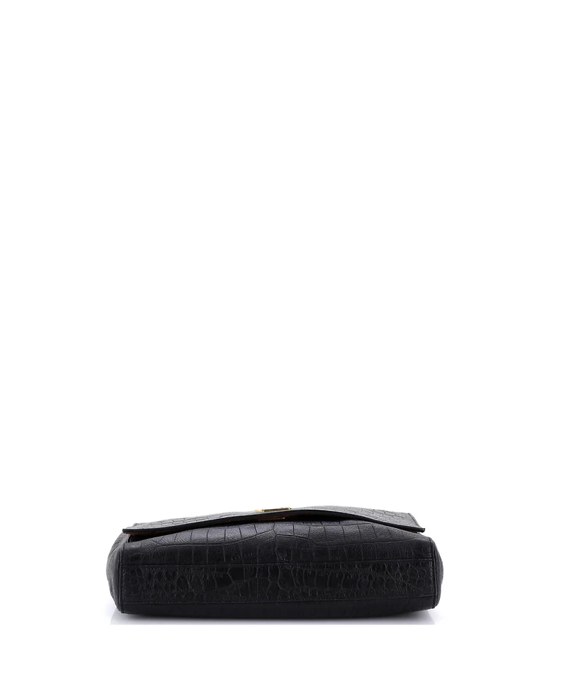 Pre-Owned Saint Laurent Medium Classic Monogram Reversible Shoulder Bag Embossed Leather and Suede