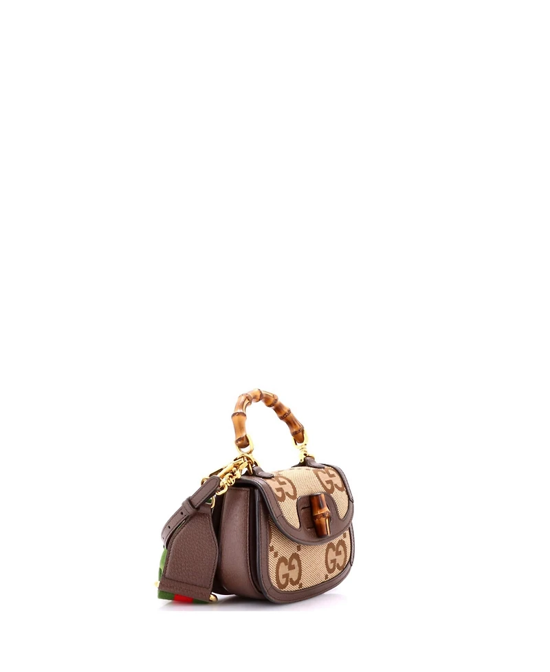 Pre-Owned Gucci Mini Bamboo 1947 Top Handle Bag Jumbo Gg Canvas