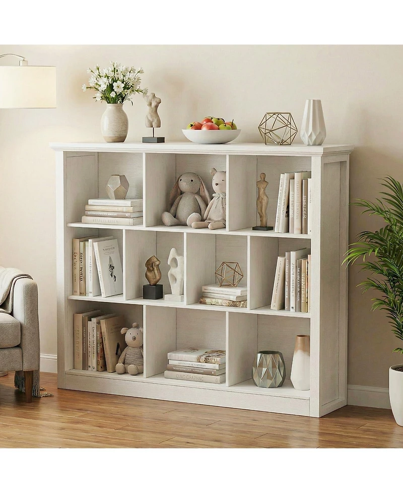 Aheaplus 10 Cubes Storage Bookshelf, Floor Standing Bookcase