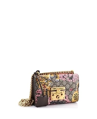 Pre-Owned Gucci Small Padlock Shoulder Bag Bengal Print Gg Coated Canvas