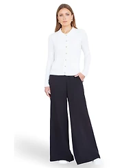 Yumi Women's Ribbed Collar Button Up Cardigan
