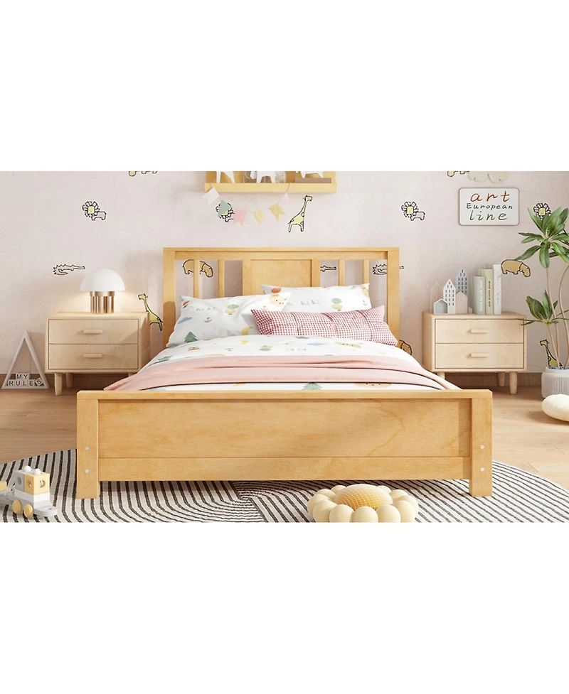 Streamdale Furniture Twin Size Solid Wood Platform Bed Frame with Headboard