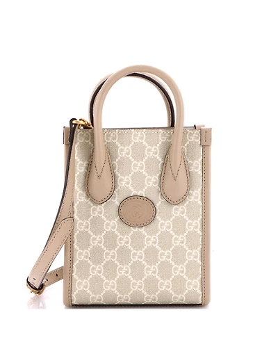 Pre-Owned Gucci Mini Interlocking G Patch Tote Gg Coated Canvas