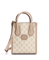 Pre-Owned Gucci Mini Interlocking G Patch Tote Gg Coated Canvas