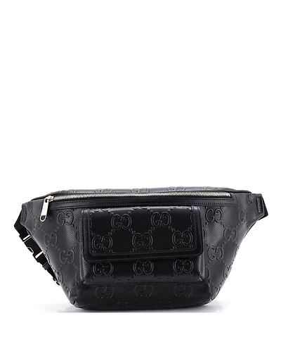 Pre-Owned Gucci Front Pocket Belt Bag Gg Embossed Perforated Leather