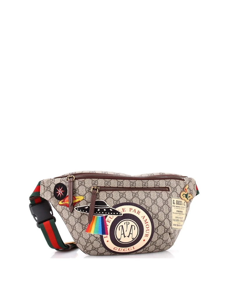 Pre-Owned Gucci Courrier Zip Belt Bag Gg Coated Canvas with Applique