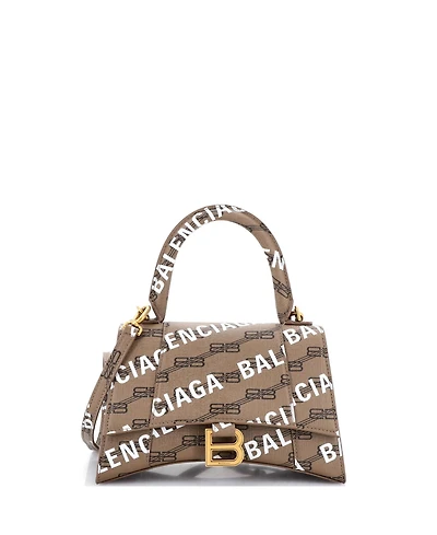 Pre-Owned Balenciaga Small Hourglass Top Handle Bag Monogram Coated Canvas
