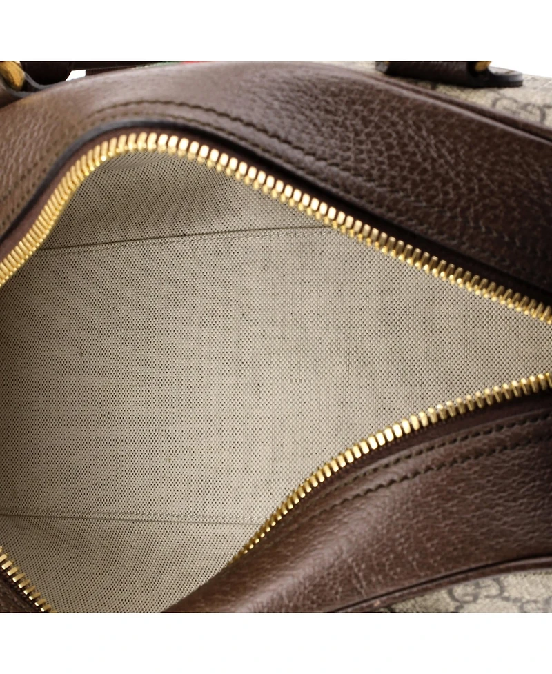 Pre-Owned Gucci Medium Ophidia Convertible Boston Top Handle Bag Gg Coated Canvas with Leather