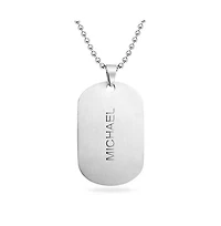 Bling Jewelry Men's Freemason Dog Tag Pendant Necklace Masonic Compass Stainless Steel