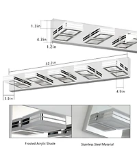 Busdays Inch Modern Light Led Vanity Light Square Acrylic Lampshades Wall Mount Fixture for Bathroom Mirror Lighting