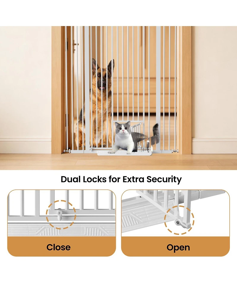 Streamdale Furniture Extra Tall Cat Gate with Small Door, Pressure Mounted