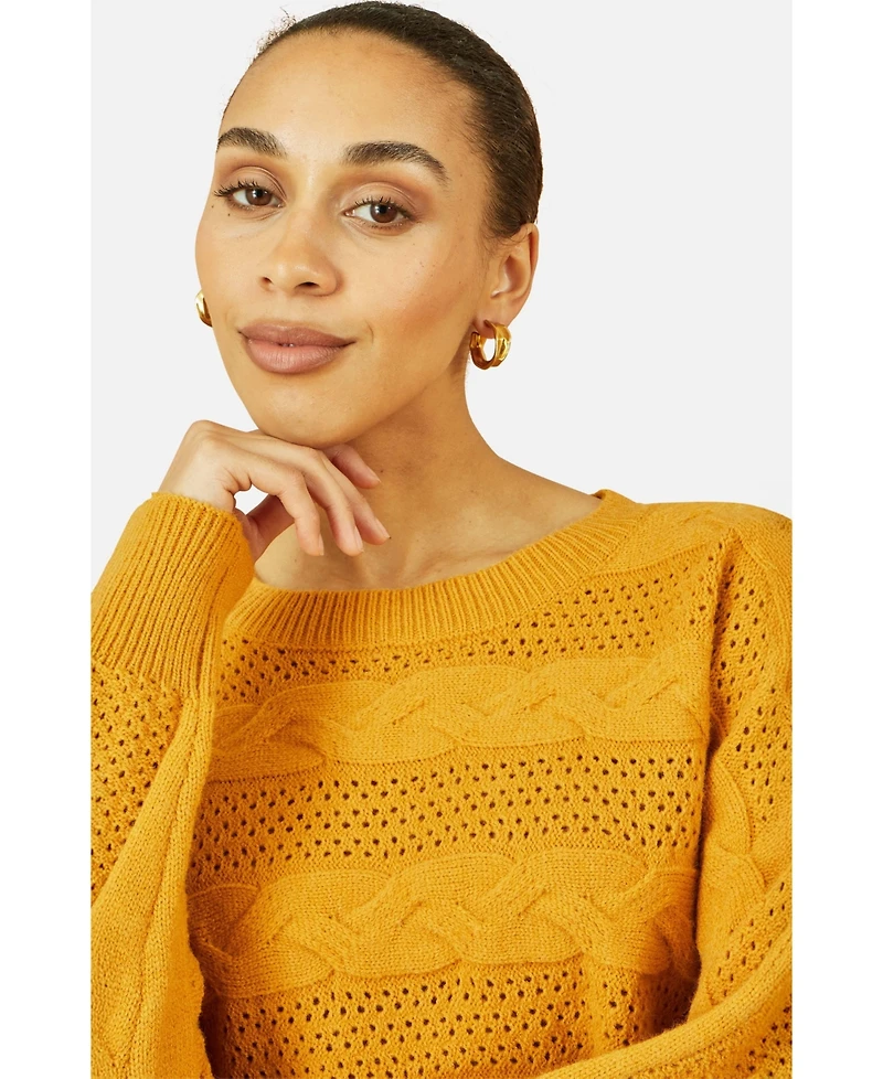 Yumi Women's Cable Knit Relaxed Fit Jumper