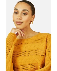 Yumi Women's Cable Knit Relaxed Fit Jumper