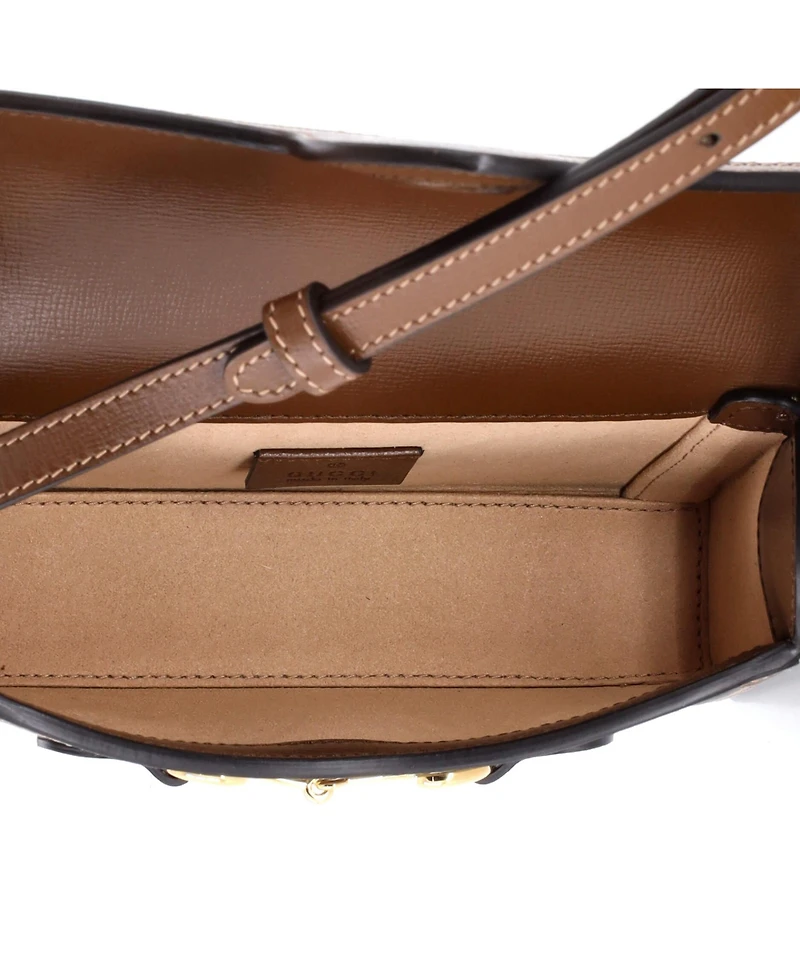Pre-Owned Gucci Mini Horsebit 1955 Flap Crossbody Bag Gg Coated Canvas