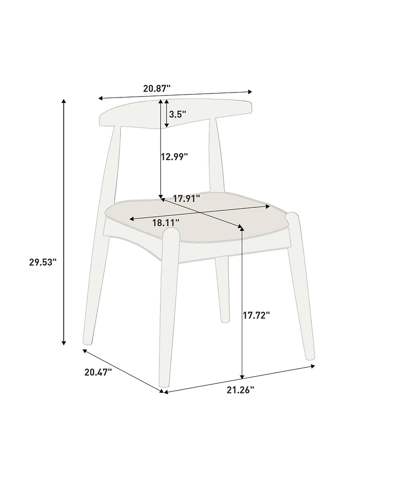 Clihome Set of 2 Rubberwood Dining Chairs, Ergonomic Backrest and Faux Leather Upholstery