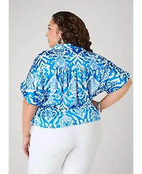 Ashley Stewart Women's Printed Satin Blouse