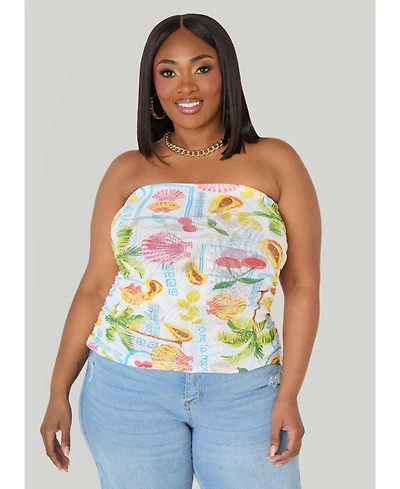 Ashley Stewart Women's Summer Print Mesh Tube Top