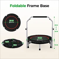 Bcan Foldable Mini Trampoline, 330lbs Fitness Rebounder with Adjustable Foam Handle for Indoor/Garden Workout