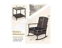 Lucky One 3 Piece Patio Rocking Bistro Set with Cushions 2 Tier Table Rattan Furniture