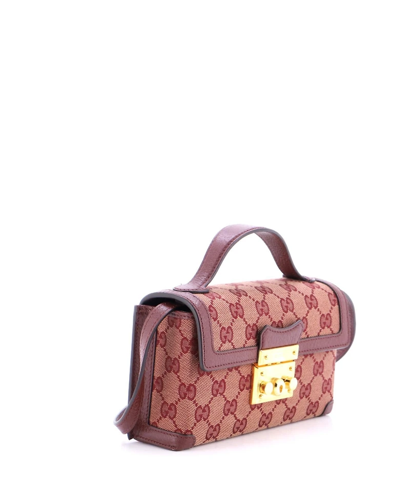 Pre-Owned Gucci Mini Padlock Top Handle Bag Gg Canvas with Leather