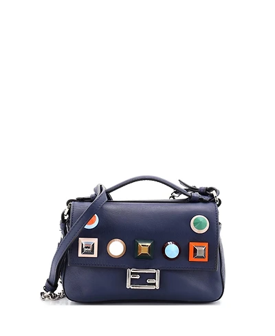 Pre-Owned Fendi Micro Double Baguette Studded Leather