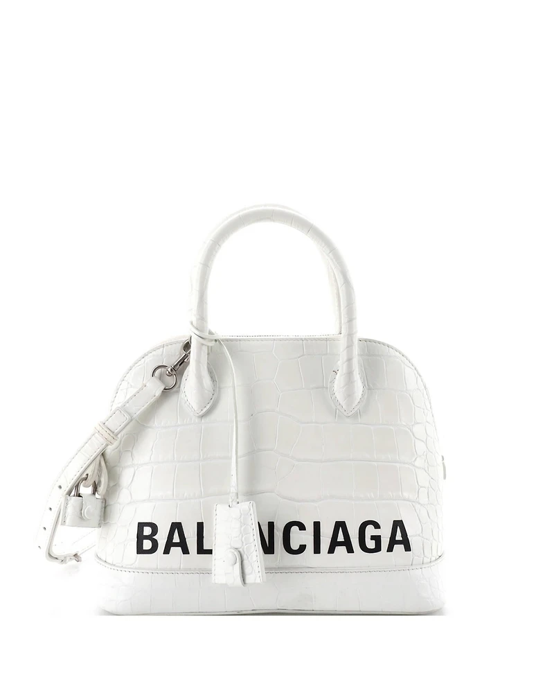Pre-Owned Balenciaga Small Logo Ville Bag Embossed Leather