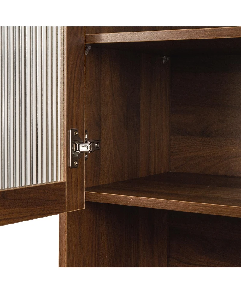 Streamdale Furniture 70.87 Inch Tall Kitchen Pantry Cabinet with Storage Shelves, Drawers and Glass Door