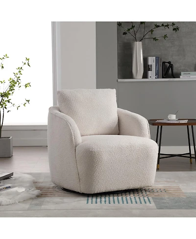 Streamdale Furniture Boucle Upholstered 360degree(s) Swivel Barrel Accent Chair