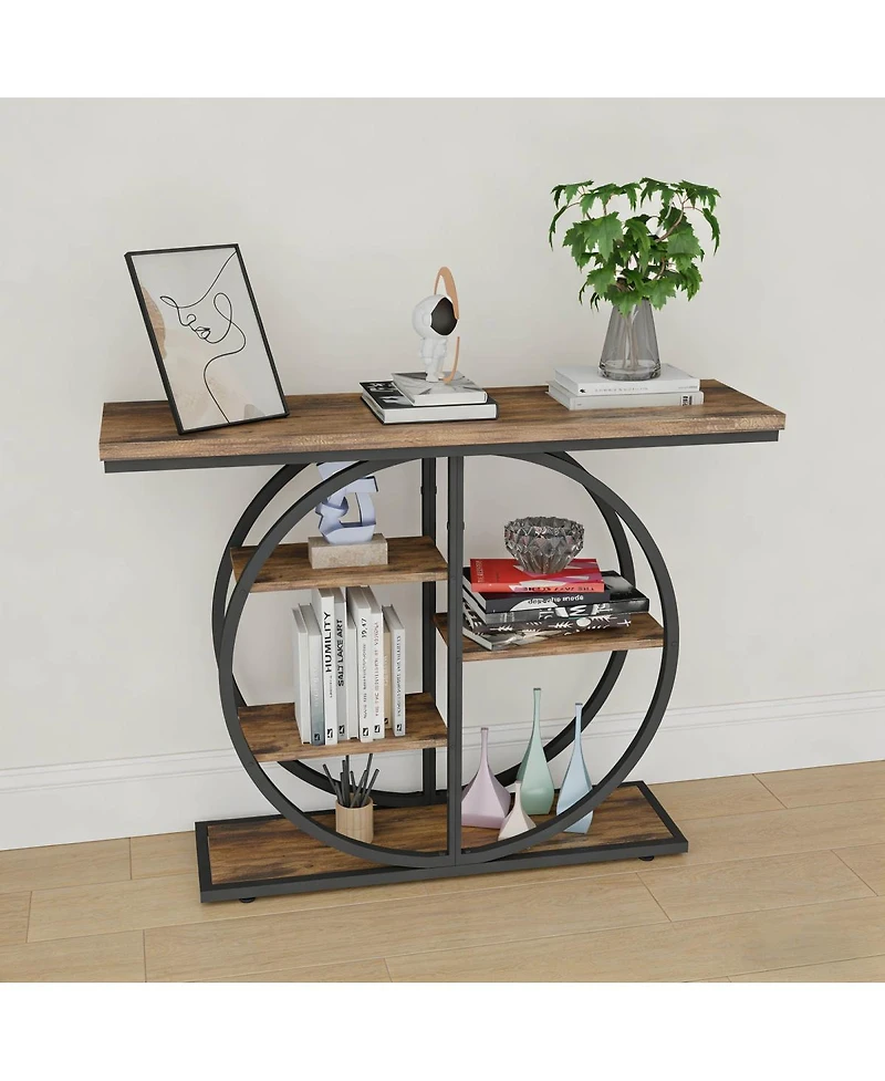 Streamdale Furniture 41.3 Inch Industrial Console Table with Storage Shelves