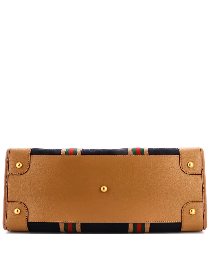 Pre-Owned Gucci Xl Bauletto Duffle Bag Gg Canvas with Leather