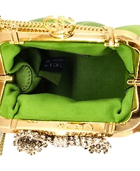 Pre-Owned Gucci Crystal Bow Chain Clutch Satin
