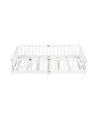 Streamdale Furniture Floor Bed with Fence and Door, Rubber Wood