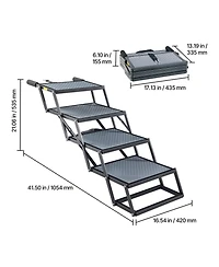 Cozito Dog Stairs for Car 4-Step Extra Wide Foldable Ramp for Large Dogs