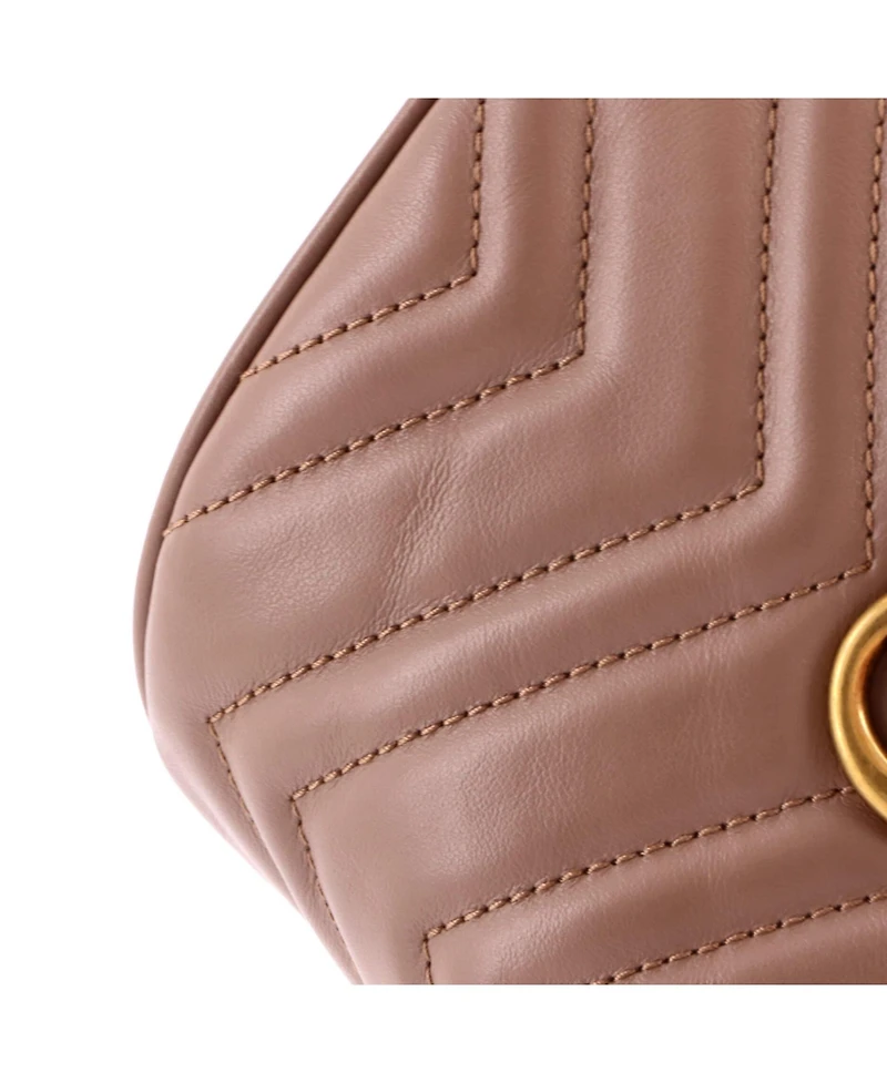 Pre-Owned Gucci Mini Gg Marmont Bucket Bag Matelasse Leather