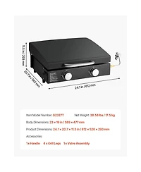 Cozito Gas Griddle, 2-Burner 22 inches Tabletop Propane Griddle with Lid