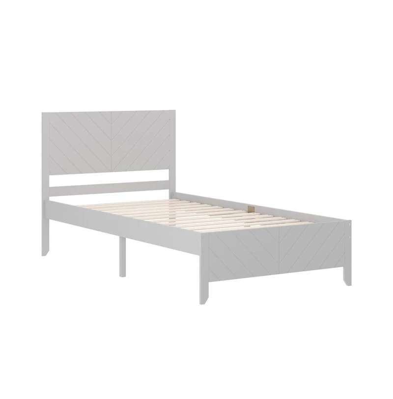 Buzz & Bloom Platform Bed Frame with Chevron Headboard and Footboard Wood Slat Foundation