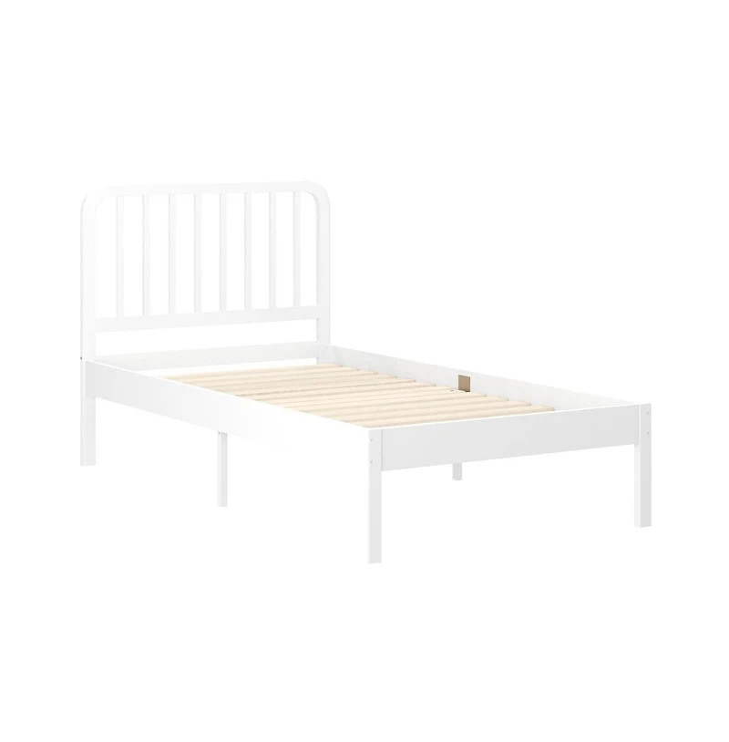 Platform Bed Frame with Wood Slat Headboard and Foundation